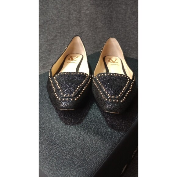 Vero Cuoio Black Loafer Shoes Womens Sz 6B Studded Slip On Embellished Flats * - Picture 4 of 16